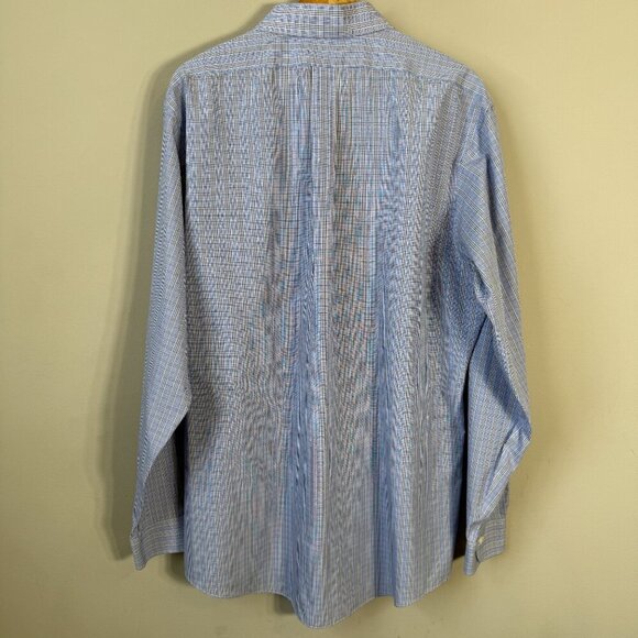 Brooks Brothers Regent Plaid Non Iron Button Up Dress Shirt Men's 17 6/7 Blue - Picture 10 of 13